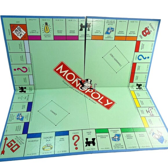 Monopoly Replacement Game Parts  Game Board ONLY Quarter Fold Blue Back u - Picture 1 of 4